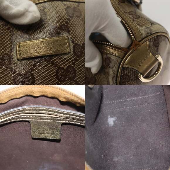 GUCCI GG Crystal Hand Bag Coated Canvas Brown Gold - Picture 11 of 12
